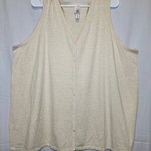NWOT Women's Cream Sleeveless Top 100% Cotton